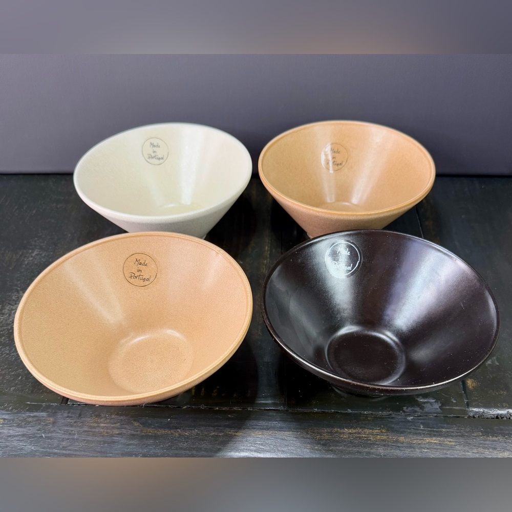 Set Of 4 Made from Portugal Home Essentials Stoneware Brown Black 3” Bowls
